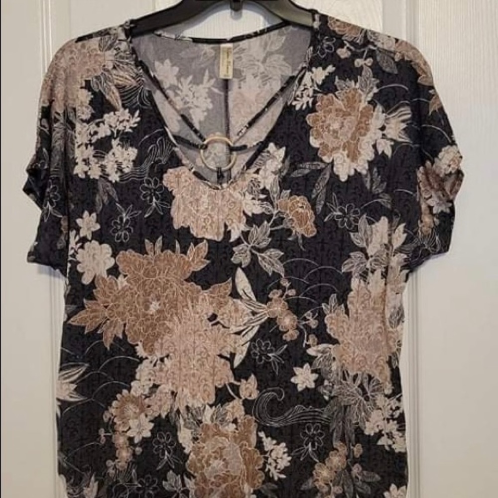 Brown & Black Floral Blouse